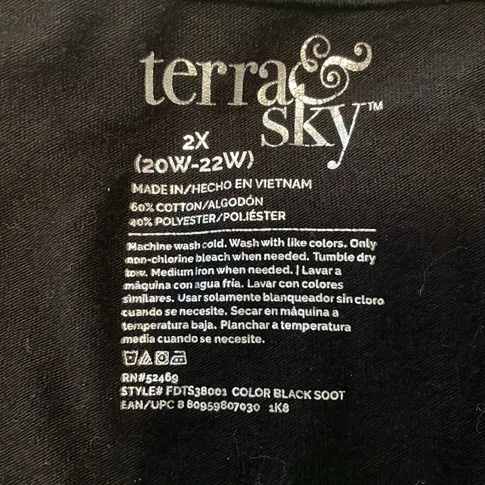 Terra & Sky Top Black long sleeve V- neck Sz 2x - Picture 4 of 5